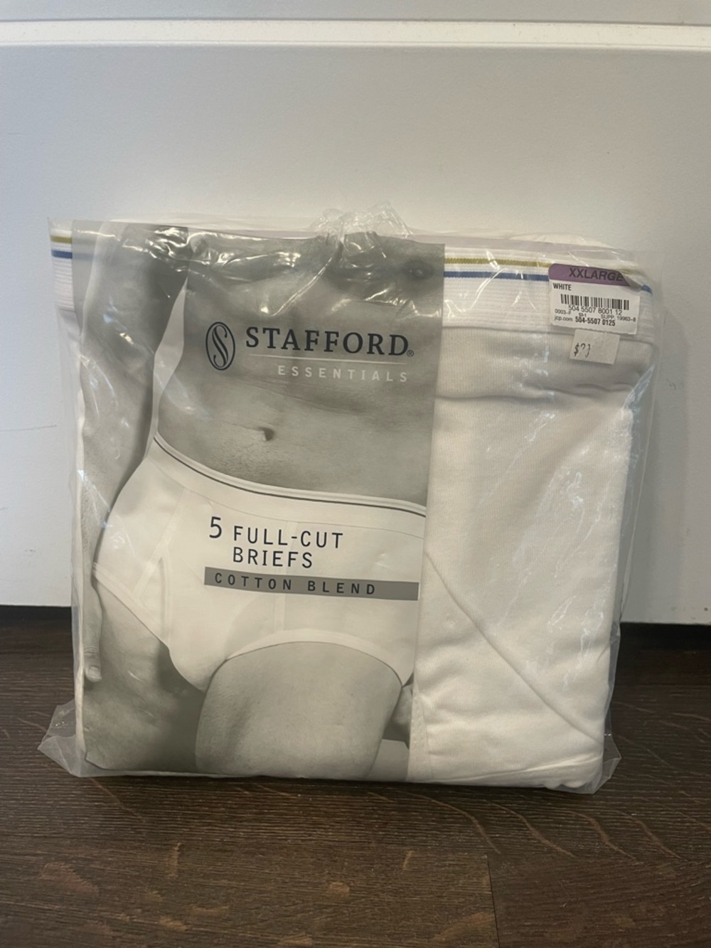 Stafford White 5-Pack Cotton Blend Full-Cut Briefs Vintage